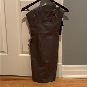 Bebe strapless grey satin dress